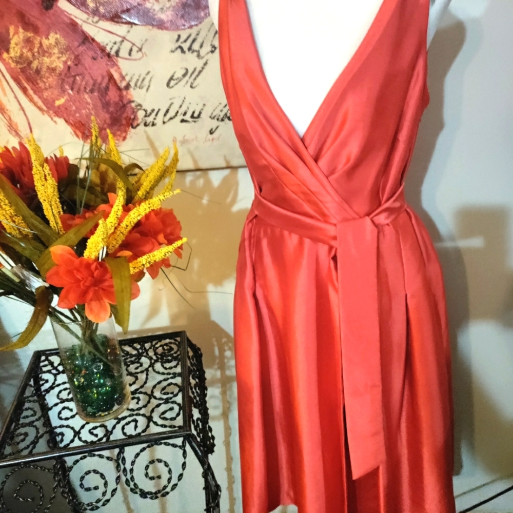Evan Capone elegant dress Sz 10 Bright orange